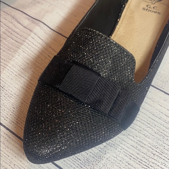 G.C. Shoes Allegra black sparkle bow flats - Picture 3 of 7